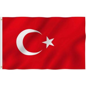 Mevronisshop-Drapeau Turquie - 150x90 Cm - Grand Drapeau Turc Polyester Avec ?illets M&eacute;talliques - Ext&eacute;rieur Et Int&eacute;rieur Coupe Du Monde C&eacute;l&eacute;brations F&ecirc;te Sportif &Eacute;v&eacute;nement- 5 X 3ft - Neuf