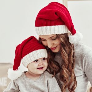 No&euml;l En Hiver Parent-Enfant Laine Chapeau De No&euml;l Boule - Neuf