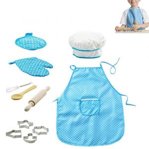 Ensemble De Cuisine De 11 Pi&egrave;ces Avec Tablier, Toque Et Accessoires De Cuisine Pour Enfants - Neuf