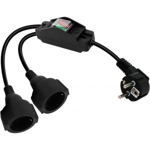 C&acirc;ble d'extension de Contact de Protection avec Interrupteur Ind&eacute;pendant, Prise 90 sur Double Prise, C&acirc;ble d'extension de Courant &eacute;tanche 16A / 250V pour Une Utilisation en Ext&eacute;rieur (Noir) - Neuf