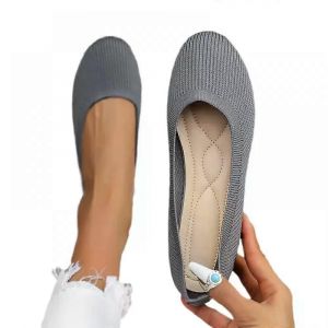 Women's Spring New Breathable Mesh Single Shoes Flat Bottom Women's Work Shoes Light Mouth - Grey - Size 37 - Neuf
