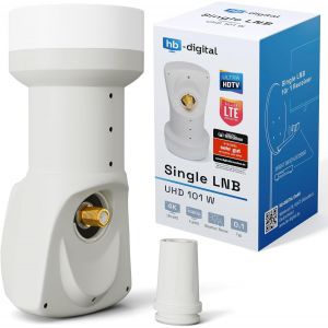 VornixorSarlshop-Universal Single LNB Blanc - UHD 4K Full HD DVB-S/S2 - Facteur de bruit de 0,1 dB - pour un r&eacute;cepteur satellite (connexion directe) - Contacts dor&eacute;s - Protection contre les intemp&eacute;ri - Neuf