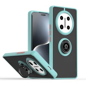 Kal-Coque Pour Honor Magic 7 Lite 5g, Etui Téléphone Antichoc Avec Anneau De Support, Hard Pc Et Tpu Bumper Mat Translucide Case Cover - Bleu Ciel - Neuf