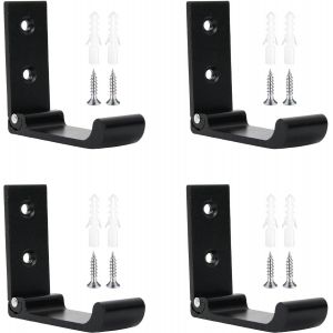 Loc-Crochets Muraux Pliables, 4pcs Noir Crochet Manteaux Pliable Avec Vis, Patère Murale Robuste En Aluminium, Crochet Porte Manteau Sac Clé Pour Maison Salle De Bain - Neuf