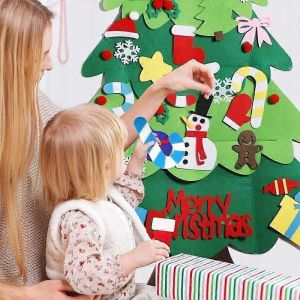 Arbre De Noël En Feutre Avec Des Ornements Noël Velcro Bricolage Pour Les Enfants 32pcs - Neuf