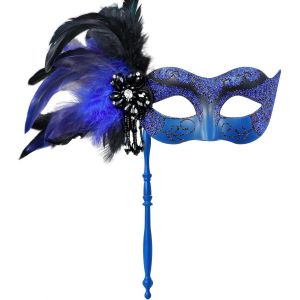2024 Nouveau Masque De Bal Masqué Pour Femme Avec Bâton-Masque Vénitien À Plumes Brillantes Pour Femme Pour Accessoire De Costume.[J292] - Neuf