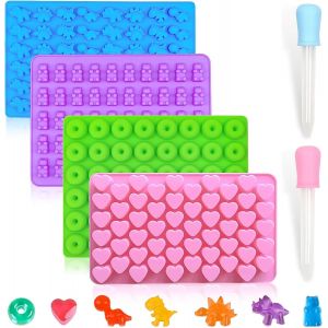 Subzonal-4 Pi&egrave;ces Moules &Agrave; Bonbons, Moule &Agrave; Chocolat R&eacute;utilisables, Moule Bonbon Silicone Sans Bpa, Avec 2 Compte-Gouttes Pour Friandises Maison, Biscuits, Chocolats, Gla&ccedil;ons, Bonbon - Neuf