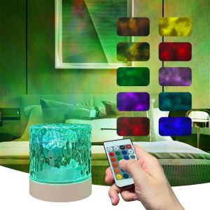 NAERYUT-Lampe De Table En Cristal De Vague De L'Oc&eacute;an,Projecteur Rotatif De Vagues D'Oc&eacute;an,16 Couleurs Changeantes,Lampe &Agrave; Intensit&eacute; Variable Avec T&eacute;l&eacute;commande,&Eacute;clairage D'Ambiance Pour Chambre &Agrave; - Neuf