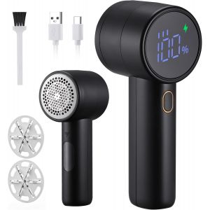 JGD-Rasoir Anti Bouloche Vetement &Eacute;lectrique, Rechargeble Rasoir Vetement Anti Peluche, &Eacute;cran LED Coupe Bouloche Appareil, 3 Vitesses Ajustables Deboulocheur avec 2 Lames Rempla&ccedil;ables - Neuf