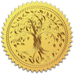 2" Arbre de Vie Feuille d'or Autocollants en Relief Sceaux de Certificat Autocollant Autocollant 100 Pi&egrave;ces &Eacute;tiquettes D&eacute;coratives pour Graduation Mariage Invitation Dipl&ocirc;mes Certificats - Neuf