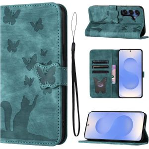 KAL-Housse Protection Pour Samsung Galaxy S25/S24 5G Pouces Mat&eacute;riau En Cuir Pu Coque S25/S24 Avec Fentes Pour Cartes Housse S25/S24 Vert - Neuf