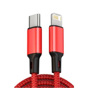 (2m¿Red) Câble USB C à charge rapide pour Apple iPhone, chargeur de câble, accessoires de fil de date, PD 30W, Apple iPhone 14 13 12 11 Pro 7 8 14 Plus XS Poly - Neuf