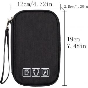 Sac de rangement pour câbles, petit sac électronique plat, sac de rangement pour câbles, sac de rangement pour câbles de voyage, sac de rangement pour câbles, petit sac étanche, noir - Neuf