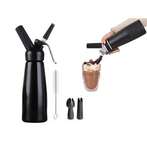 Distributeur de cr&egrave;me fouett&eacute;e en aluminium de 500 ml avec 3 embouts - Neuf