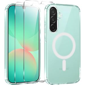 KALANKA-Magn&eacute;tique Coque pour Samsung Galaxy A26 6,7"" avec 2 Pi&egrave;ces Protection &Eacute;cran en Verre Tremp&eacute;, Compatible avec MagSafe,Transparent Antichoc Silicone TPU Anti-Rayures Etui Bumper Housse - Neuf