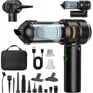 MEVRONISSHOP-Aspirateur &agrave; Main sans Fil 4 en 1, Puissant, 28000 PA, 3 Vitesses 240 000 TR/Min, Aspirateur pour Voiture, Cuisine, PC, canap&eacute;, Bureau, Maison et Nettoyage des Poils d'animaux (Jaune dor - Neuf