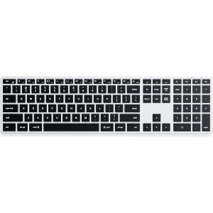 LETNERNY-Clavier Sans Fil Slim X3 Qwerty Anglais, Clavier Bluetooth Avec Pavé Numérique, Rétroéclairé, Multi-Dispositif Pour Macbook Pro/Air Et Mini, Ipad Pro/Air, Imac Et Plus ¿ Argent, Disposition - Neuf