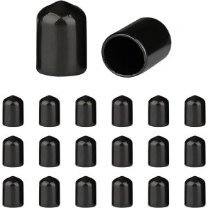Protections de Filetage de vis-Lot de 200 Caoutchouc PVC Capuchons Ronds,Couvercle en Caoutchouc,Cache Vis Noir,pour Tubes Ronds (Profondeur Approx : 20.6 mm,Diam&egrave;tre Int&eacute;rieur : 12 mm) - Neuf