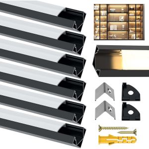 Profilé Led, Profilé Led Aluminium 10×1M, 45 Degrés En Forme De V, Pour Bande Led/Canal Led, Bande Led Avec Embouts Et Cache Blanc Pour Rail Led/Profilé Led D'Angle Marque - Neuf