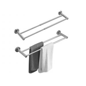 Porte-serviettes double mural r&eacute;glable pour salle de bain - Neuf