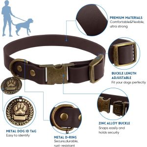 Ensemble Collier Et Laisse Imperm&eacute;able Pour Chien : Collier R&eacute;glable, Laisse Classique Avec Porte-Sac &Agrave; Crottes, Pour Chiens De Taille Moyenne Et Grande (Xl, Marron) - Neuf