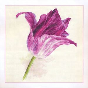 Kit Point De Croix Compt&eacute; "Tulipes. Velours Lilas" 22x26 Cm - Neuf