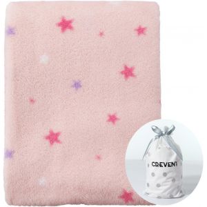 Kalanka-75cmx100cm Respirant Doux Et Confortable Peluche Bébé Fille Couverture Enfant En Bas Âge Literie Lit Bébé Poussette, Baby Shower Anniversaire Nouveau - Né Cadeau - Powder Star - Neuf