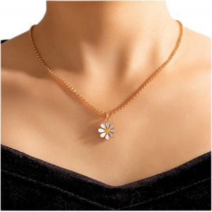 Kal-Collier De Boh&egrave;me Marguerite Collier Ras De Cou Pendentif Marguerite Collier Ras De Cou Fleur Dor&eacute; Collier De Charme Fleur Minimaliste Bijoux Pour Femmes Et Filles - Neuf