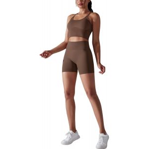 2 Pcs Vêtement De Sport Pour Femme Ensembles Soutien-Gorge Sport Legging Taille Haute Shorts Fitness Dans Couture Sportswear De Yoga - Neuf