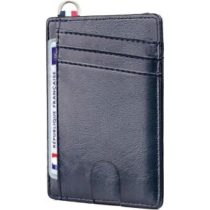 TRAHOO-Porte Carte identit&eacute; fran&ccedil;aise, Portefeuille Carte bancaire Anti piratage, en Cuir | Blocage RFID | Anti fraude, Anti piratage | &Eacute;l&eacute;gant et Minimaliste (Noir) (S Navy Flag) - Neuf