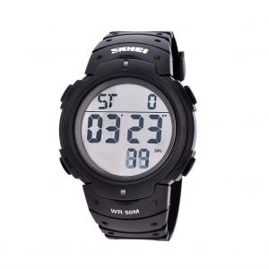 M&acirc;le Num&eacute;rique Led R&eacute;tro&eacute;clairage &Eacute;lectronique Montre-Bracelet Ronde Sport Montre-Bracelet (Bo&icirc;tier Noir Blanc) - Neuf