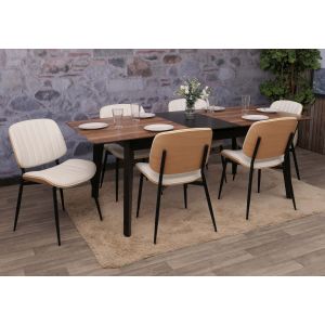 Lot de 6 chaises de salle &agrave; manger HWC-O44, chaise de cuisine, bois courb&eacute; similicuir &Ouml;ko-Tex MVGnaturel, blanc - Neuf
