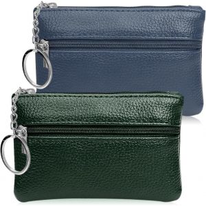 KALANKA-2 Pièces Porte-Monnaie, Porte-Monnaie à Fermeture Éclair Porte-clés Femme Petit Porte-Monnaie Fille Garçon Porte-Monnaie Mini Pochette Portable pour Femmes Hommes (Bleu + Vert) - Neuf