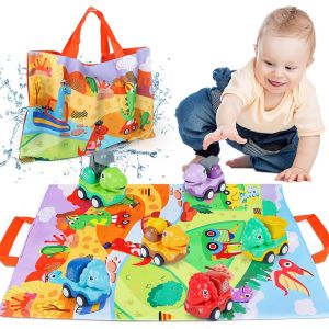 TDRFL-Bébé Voitures Jouets Pour Garçons 1 Ans,6 Pièces Dinosaures Jouets Friction Véhicules,Dinosaure Voiture Jouet Avec Tapis De Jeu,Éducation Cadeaux Pour Garçons Et Filles Enfant 2 3 4 Ans - Neuf