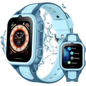 Montre Connect&eacute;e 4G GPS pour Enfant avec Appel Vid&eacute;o, SOS, T&eacute;l&eacute;phone &Eacute;tanche IPX7, Jeux, R&eacute;veil, Mode Classe - Smartwatch Intelligente pour 4-12 Ans (Noir) - Neuf
