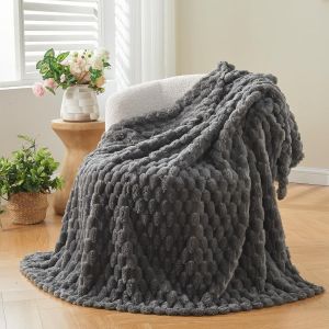 YTFHG-Couverture en Fausse Cachemire Fourrure en Peluche,Gray Plaid Polaire, Couverture Polaire Fourrure Haute Qualité,Plaid Canape 160x200cm - Neuf