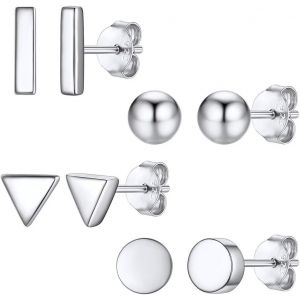 Boucles D'oreilles En Argent Sterling 925 Clous D'oreilles Coeur/&Eacute;toile/Lune/Cercle/Ronde Plaqu&eacute; Platine/Or 18k/Or Rose Cadeau Saint Valentin Boucles D'oreilles Sets Femme Fille - Neuf