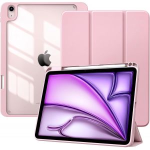 Coque pour iPad Air 11 Pouces (M3/M2-2025/2024), iPad Air 5e/4e G&eacute;n&eacute;ration (2022/2020) 10,9"", &Eacute;tui avec Porte-Stylet, Coque Fine Arri&egrave;re Transparente, Sommeil/R&eacute;veil Auto, Rose - Neuf