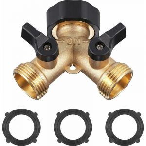 Robinet double pour machine à laver, robinet de jardin en laiton GU.B/good, raccord en Y avec 3 tapis en caoutchouc, 3/4 po pour connecter 2 appareils, robinet à double sortie pour robinet - Neuf