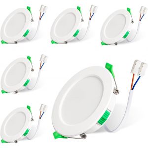 Kal-Spot Led Encastrable, 230v 7w Spot Plafond, Lot De 6 Ip44 Spot Etanche Salle De Bain, 3000k 4000k 6500k Spot Led Extra Plat Pour Salle De Bain Cuisine Salon Couloir, Trou ¿67-75mm - Neuf