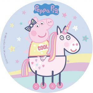 Decoration Gateau Anniversaire Peppa Pig Feuille Azyme-20 cm Diametre - Neuf