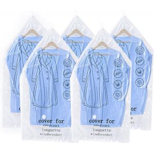 lbgwp60-Lot De 5 Sacs Sous Vide À Suspendre Pour Vêtements, 135 X 70 Cm, Pour Costumes, Doudounes, Manteau En Coton, Économ z 80 % D'Espace Pour Armoire, Sacs Sous Vide, Vêtements - Neuf