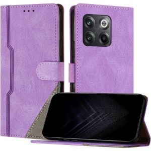 Kal-Étui Pour Oneplus Ace Pro/Oneplus 10t, Housse En Cuir Pu Avec [Protection Antichoc Tpu] [Fonction Support] [Porte-Cartes ] Antichoc Magnétique Coque Pour Oneplus Ace Pro - Violet - Neuf