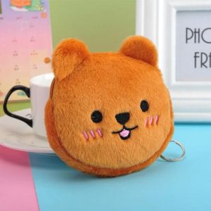 QCYL-Porte-monnaie en peluche mignon panda animal porte-monnaie fermeture éclair porte-monnaie USB filaire casque mini sac clé sac cadeau d'anniversaire pour enfants,zongxiong F - Neuf