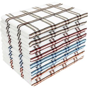 Yemaesre-Infinitylot De 8 Grands Torchons De Cuisine En Coton Absorbant, Séchage Rapide, Linges De Nettoyage, Gaufré À Carreaux De 65 X 45 Cm - Neuf