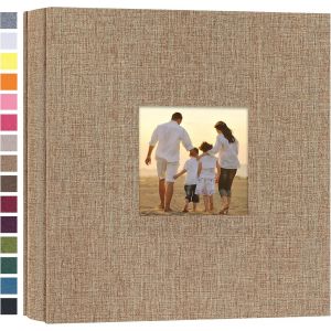 Album photo en lin &agrave; couverture rigide de grande capacit&eacute; pour photos de famille, anniversaire, vacances de b&eacute;b&eacute; (gris, 600 pochettes) - Neuf