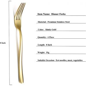 Fourchettes De Table Dor&eacute;es 6 Pi&egrave;ces En Acier Inoxydable 8 Pouces Ensemble De Couverts Fourchettes &Agrave; Dessert Fourchettes De Table Fourchettes &Agrave; Salade Pour La Maison. - Neuf