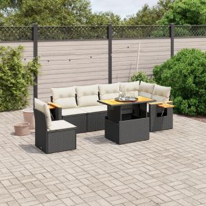 Prolenta Premium - Salon De Jardin 7 Pcs Avec Coussins Noir R&eacute;sine Tress&eacute;e - Neuf