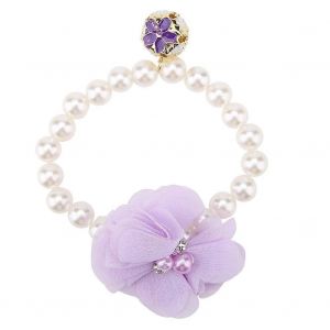 Collier &Eacute;lastique De Collier De Fleurs De Perles De Chien Pour Chiot Collier Accessoire De Bijoux (Violet) - Neuf