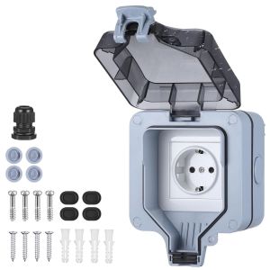 Prise Exterieure Etanche IP66,Prise Electrique Exterieur avec Couvercle Anti-Poussi&egrave;re, Prise Voiture Electrique pour les Jardins,Salle de Bain et Cuisine Prise - Neuf